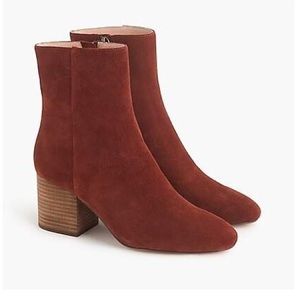 JCrew Sadie Ankle Boots in Redwood Suede, Size 7.5